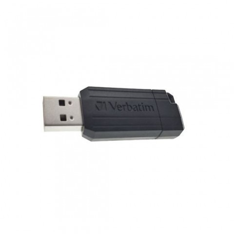 Memorie USB 2.0 16Gb, PinStripe Verbatim 58613, push-and-pull, cu capac glisant, bulk, neagra - VPS16BLK