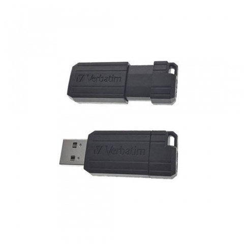 Memorie USB 2.0 32Gb, PinStripe Verbatim 58614, push-and-pull, cu capac glisant, bulk, neagra