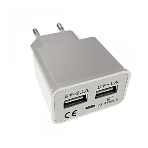Adaptor Priza USB Elword 2A cu 2 porturi USB